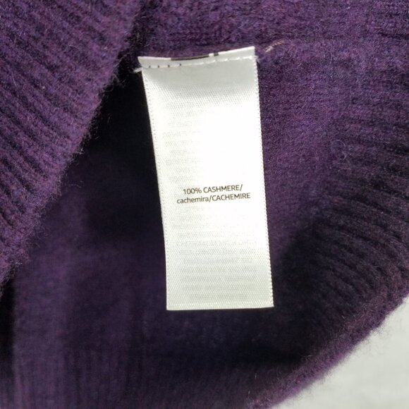 Lark & Ro Cashmere Sweater Womens M Crew Neck Diamond Cable Knit Purple Pullover - Picture 9 of 14